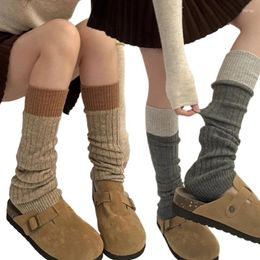 Chaussettes sans pieds pour femmes, manchettes de bottes, Colorblock, tricot côtelé, couvre-jambes long