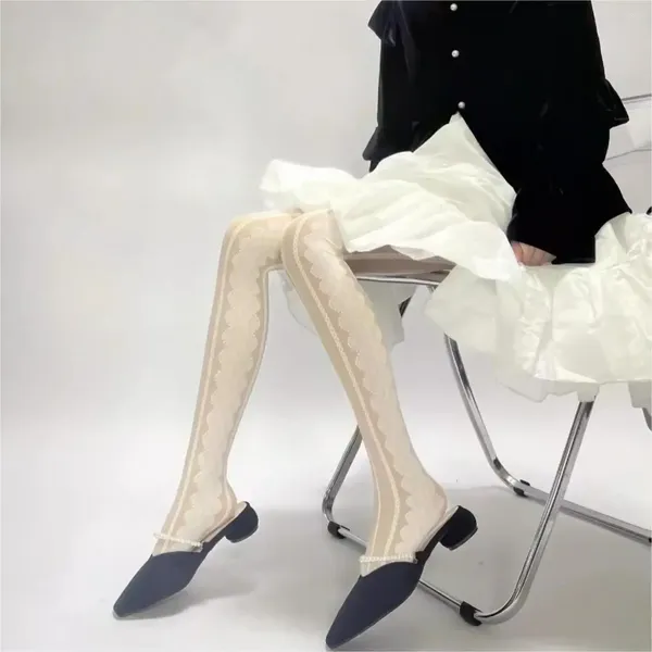 Chaussettes pour femmes, collants élégants à imprimé Floral de Style Royal français, cuissardes hautes, simplement habillées avec des jupes, Leggings amincissants