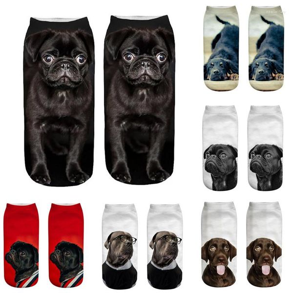 Femmes chaussettes drôles mignonnes dessin animé 3d caniche de poudre de chien imprimer kawaii cotton japonais japonais harajuku basse coupé