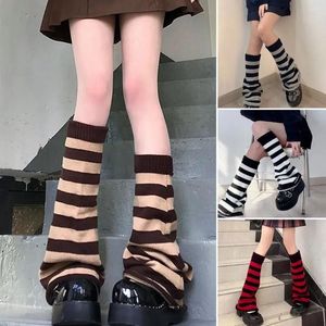Chaussettes tricotées japonaises pour femmes, guêtres, manchettes de jambes, chauffe-cheville longues de 50cm, Lolita gothique, hiver, rayé étoile Goth Y2k