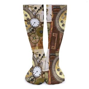 Femmes de chaussettes de chaussettes Steampunk Stockings vapeur Punk Neck Gator Clock Design coréen Hiver Anti-Skid Couple Sports confortable