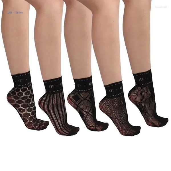 Femmes chaussettes fille fishnet cheville transparent en purée