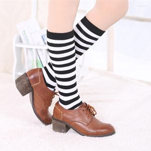 Calcetines de mujer Niñas Hasta la rodilla Medias de rayas largas Estampado Muslo Rayas Algodón 8 colores Dulce Lindo Tallas grandes