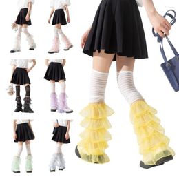 Damen-Socken, Mädchen-Spitze, Oberschenkelhoch, japanischer Stil, lockere, durchsichtige Netzabdeckung, niedliche Prinzessinnen-Rüschenstiefel
