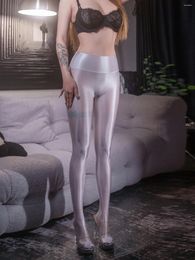 Damessokken Glanzend doorzien hoge taille panty's legging panty fitness dunne sport yoga broek broek