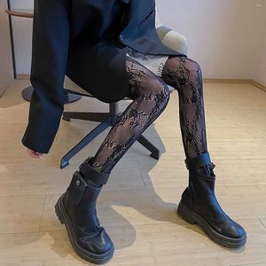 Chaussettes de femmes Gothic Black Lace Mesh Pantyhose Coulois sexy creux pour White Lolita Floral Rattan Fishnet Hosiery Stockings