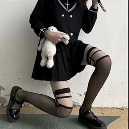 Calcetines de mujer Gótico Oscuro Largo Sexy Medias de red Kawaii Harajuku Emo Alt Medias de malla Lencería Piel Muslo Hasta la rodilla Ligas Medias