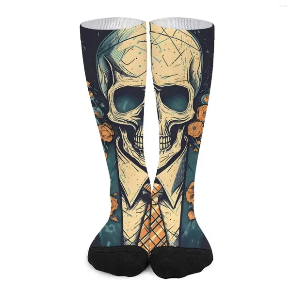 Calcetines de mujer medias con estampado gótico rosas calavera suave transpirable divertido correr diseño antibacteriano regalo de cumpleaños