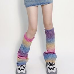 Chaussettes tricotées de couleur dégradée pour femmes, Y2k, en laine de veau gothique, à jambes larges, couverture en corne, accessoires JK