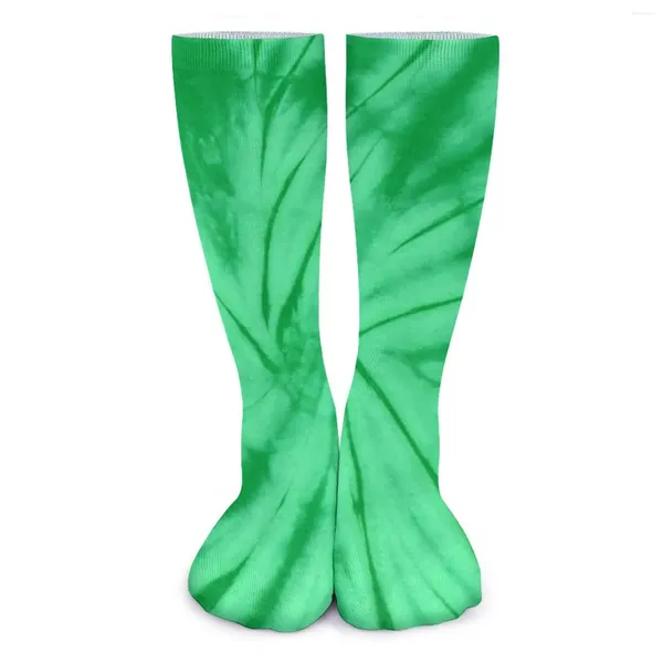 Calcetines de mujer Verde Tie Dye Medias Espiral Remolino Personalizado Elegante Otoño Antideslizante Hombres Al Aire Libre Cómodo