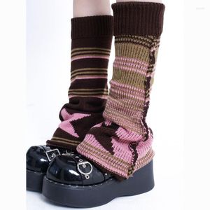 Vrouwen Sokken Gyaru Goth Harajuku Sexy Warmer Gestreepte Gebreide Lolita Cover Slouch Boot Manchet Mouwen