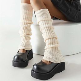 Femmes chaussettes collants de gymnastique dames couleur unie grosse chaussette en tricot dentelle Style froncé coréen japonais étudiant filles bas