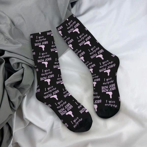 Calcetines de mujer Secador de pelo-Medias de humor para adultos Niñas Medio Suave Kawaii Deportes al aire libre de invierno Diseño antisudor Regalo