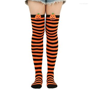 Chaussettes de femmes Halloween High High Classic Striped Stockings Over the Knee Costume Accessoires