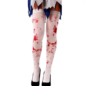 Calcetines de mujer Halloween muslo alto medias largas Cosplay mancha sangrienta sobre la rodilla carnaval fantasma vampiro juego de rol accesorios de sangre