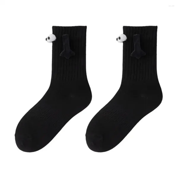 Femmes chaussettes Hands-Holding Anti-slip magnétique drôle d'aspiration couple de grands yeux se tenant la main au milieu du tube mignon pour