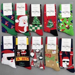 Calcetines de mujer Happy Christmas Stocks Medias de tubo medio para mujer Regalo de algodón puro Tamaño 36-40