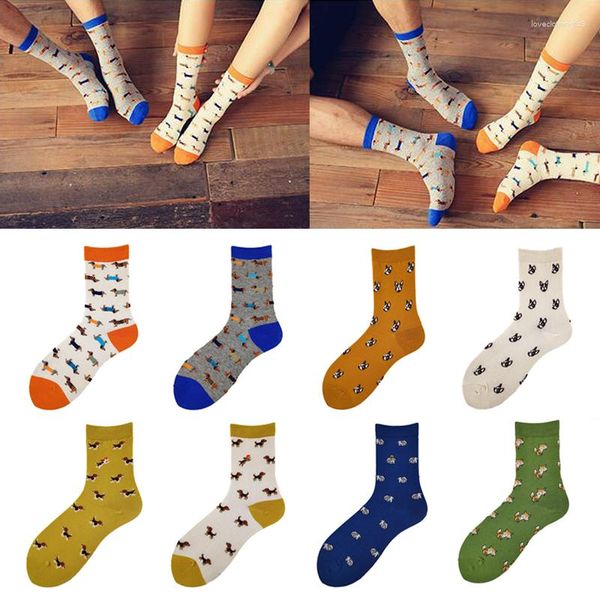 Femmes chaussettes Harajuku coton pour hommes Kawaii drôle chien Animal imprimé court printemps été étudiants chaussette Couple cadeau