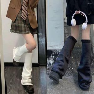 Chaussettes Harajuku pour femmes, pantalons chauds tricotés évasés mignons, longs étudiants japonais, ensemble de jambes Lolita blanches, collants mollets à la mode pour filles