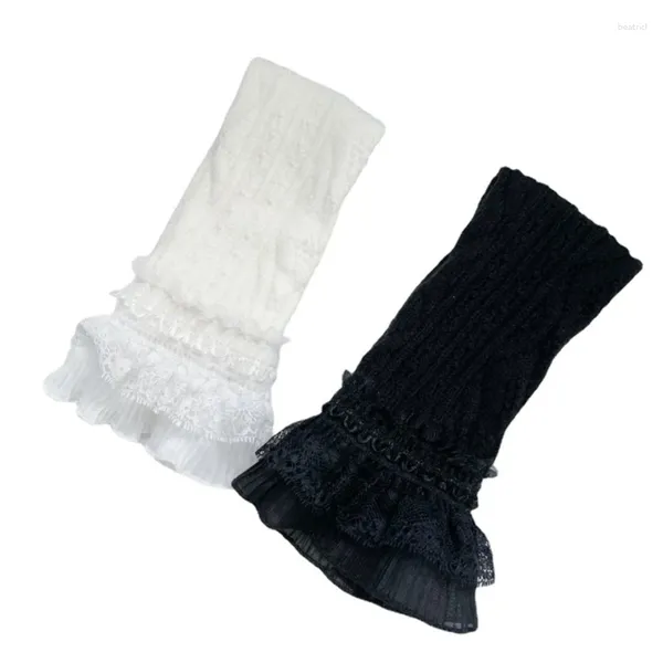 Chaussettes japonaises Harajuku pour femmes, Leggings gothiques longs en tricot, guêtres, poignets aux genoux, tas de cheville, hiver