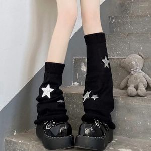 Calcetines de mujer Harajuku Star, calentadores de piernas tejidos, bandas cálidas para las rodillas, protección de invierno para niñas japonesas, botas Y2K, cubiertas Shinguard