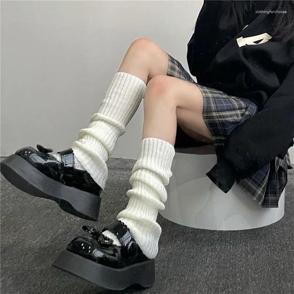 Calcetines para mujeres con rayas verticales de alta calidad mangas de calcetín de punto otoño de invierno lolita linda universidad viento de pantorrilla para mujeres cubiertas de piernas