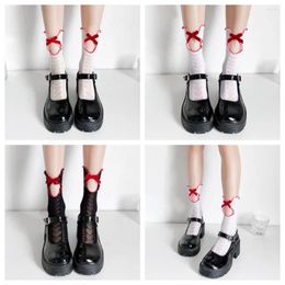 Vrouwen sokken uitgehold lolita elastische anicent Chinese stijl boog kanten mesh jk kousen dame