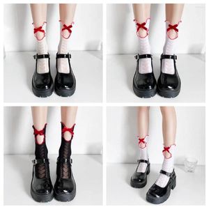 Vrouwen sokken uitgehold lolita elastische anicent Chinese stijl boog kanten mesh jk kousen dame