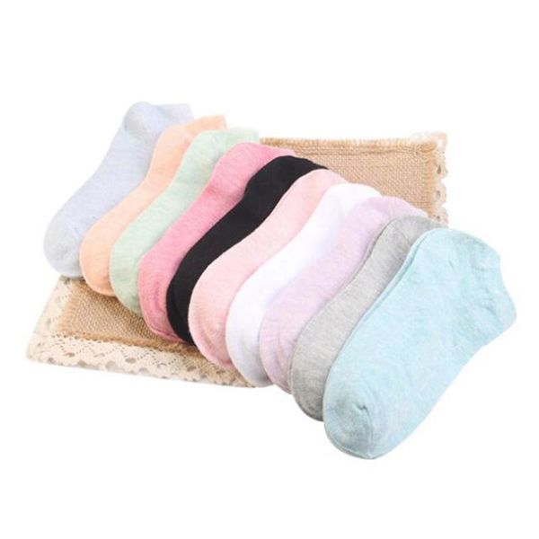 Calcetines de mujer calcetería de algodón 10 Uds verano Casual colores caramelo elástico para damas niñas negro rosa blanco azul Meias QMH