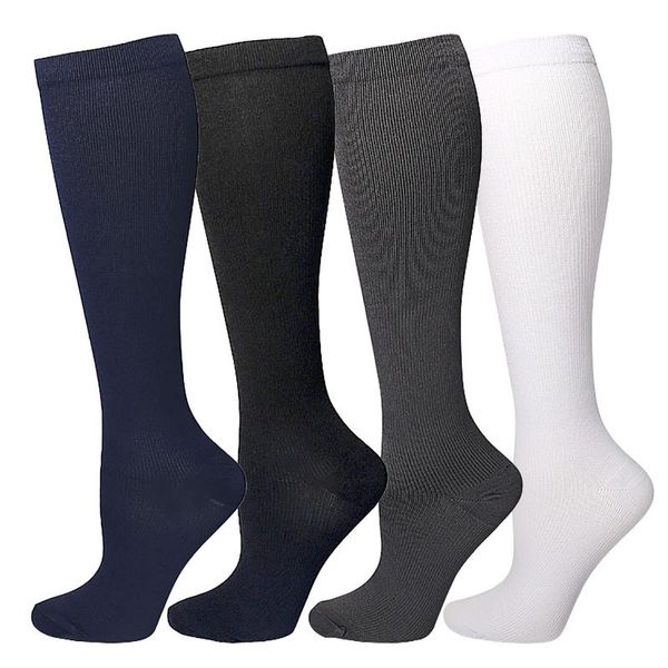 Femmes chaussettes bonneterie unisexe 4 paires en plein air veau Compression multicolore sport hiver bas pour et hommes