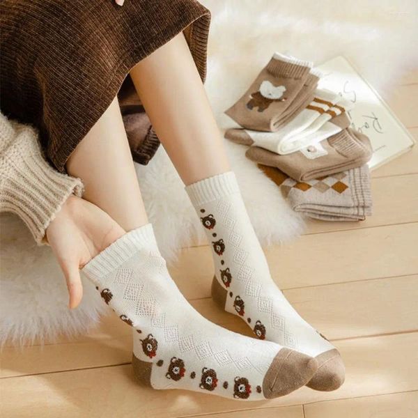 Chaussettes féminines Hosiery hiver harajuku coréen Knitting Trimez Maillard Coton Sports universitaires