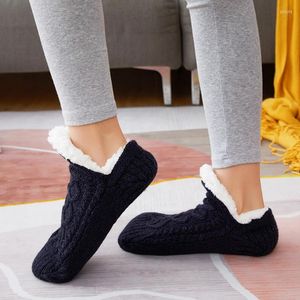 Vrouwen sokken huis slippers mannelijke grote size winter voor mannen suède pluche vloerschoenen lui zacht warm haken dikker