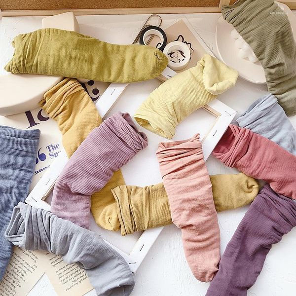 Calcetines de mujer Medias de terciopelo de hielo Color Morandi Pila japonesa de mujer Tubo cómodo de verano fino