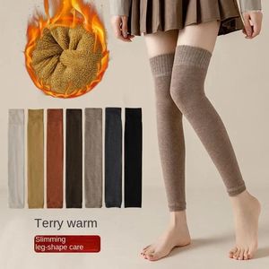 Damessokken in kniekousen Vrouwelijke gewatteerde pads Herfst en winter Lange beenwarme dijen Verdikte badstof hoge leggings