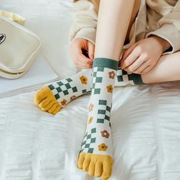 Dames sokken ins kleurrijk vintage vijf vinger cartoon bedrukte split teen sok voor grappige ademende crew streetwear