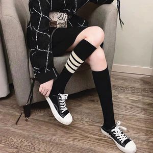 Chaussettes pour femmes, marque de célébrité d'internet, quatre barres, gris AB mollet, tout coton, longueur aux genoux, longues, Style japonais JK Girl
