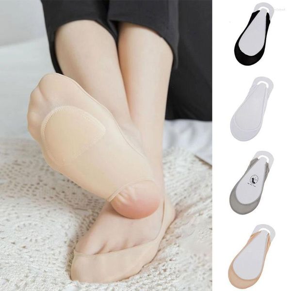 Femmes Chaussettes Invisible Sling Antidérapant Doublure Demi Pieds Bonneterie Ultra-Mince Bouche Peu Profonde Soie Antidérapante Pour