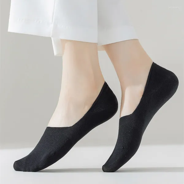 Chaussettes invisibles d'été pour femmes, fines et respirantes, en coton, pantoufles sans spectacle, couleur unie, en Silicone, antidérapantes, coupe basse