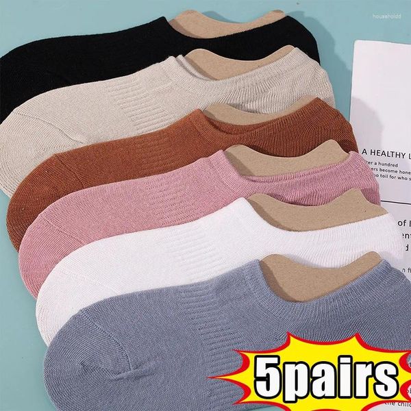 Chaussettes féminines invisibles coton de coton pur couleurs solides à faible coupe basse multipack plaine sans show sock anti-glip