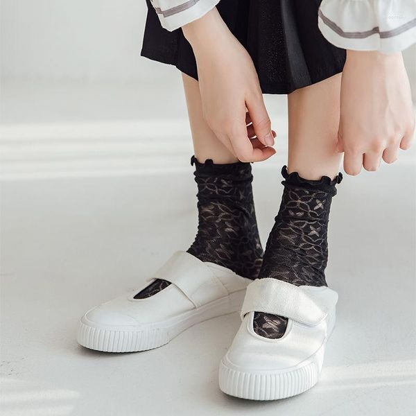 Femmes chaussettes japon Kawaii fille mignon Lolita Style à volants respirant creux motif été haute qualité princesse