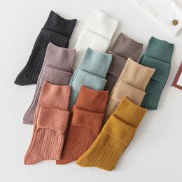 Femmes chaussettes japonais décontracté coton mélanges chaud solide tricot chaussette courte automne hiver anti-boulochage Calcetines De Mujer Streetwear
