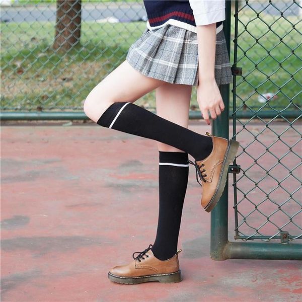 Calcetines de mujer de algodón japonés hasta la rodilla, medias hasta el muslo para mujer, medias largas sexis para mujer