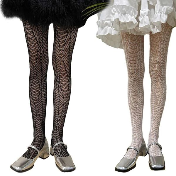 Chaussettes de femmes collants en maille à motifs géométriques japonais