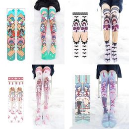 Chaussettes japonaises pour femmes, bas de cuisse pour filles, Harajuku, dessin animé mignon au dessus du genou, longs, Sexy, Tube haut, Anime, douleur, Cosplay233z