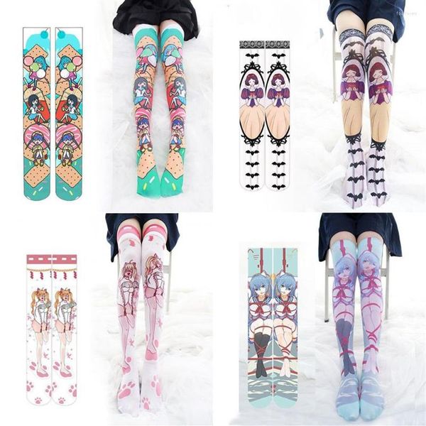 Chaussettes japonaises pour femmes, bas de cuisse pour filles, Harajuku, dessin animé mignon au dessus du genou, longs et Sexy, Tube haut, douleur Anime Cosplay273k