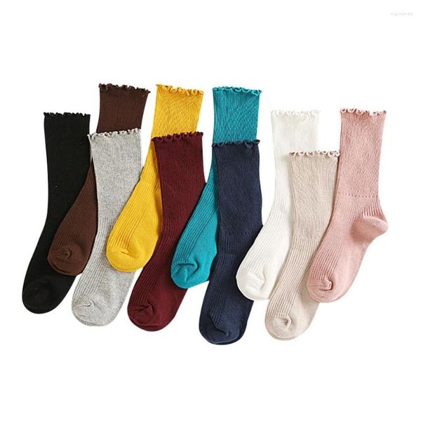 Chaussettes Femme Lycéenne Japonaise Solide Couleur Bas