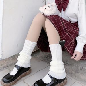 Calcetines de mujer, uniforme japonés JK, Lolita coreana, niñas largas, bolas de lana tejidas, cubierta calentadora de pies