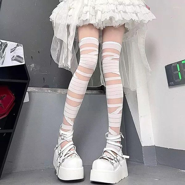 Chaussettes de femmes japonais lolita en noir et blanc bandage jk uniforme uniforme bandoulière bas