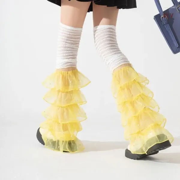 Chaussettes japonaises en maille et dentelle pour femmes, longues, à volants, Lolitas d'été, douces cuisses hautes, couverture de Cosplay