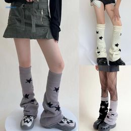 Femmes chaussettes japonais Punk gothique réversible genou haute longue étoile Jacquard tricoté couvre-pieds Streetwear